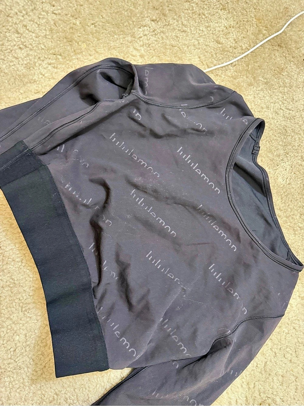 lululemon Wunder Train Cropped Long Sleeve Top Black